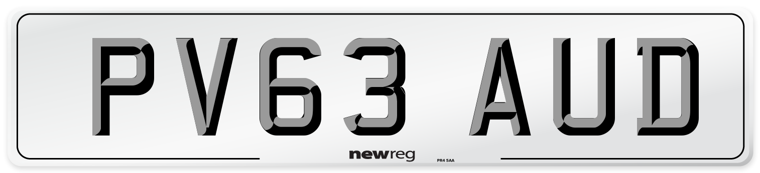 PV63 AUD Number Plate from New Reg